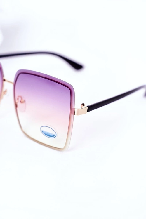 Złote Kwadratowe Okulary Fioletowo-Żółte Ombre