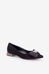 Eleganckie Zamszowe Baleriny Damskie Z Kokardką Laura Messi 2893 Czarne