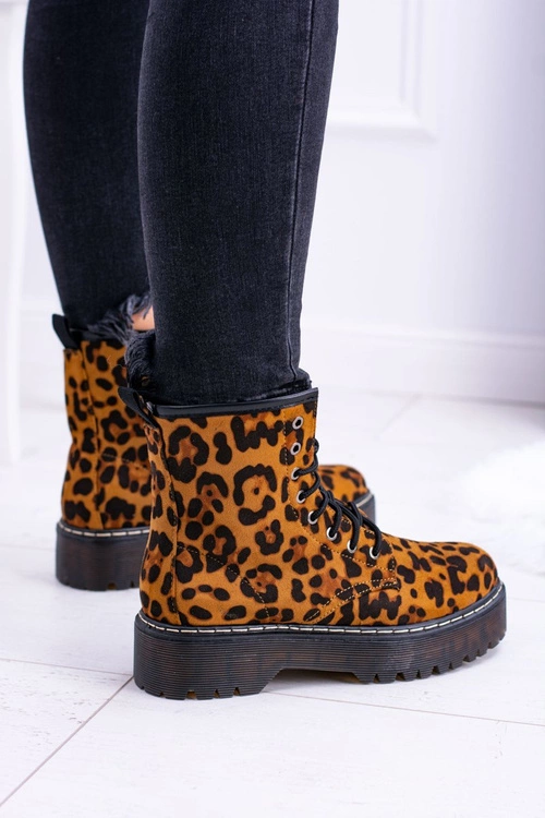 Damskie Botki Wysokie Trapery W Panterkę Grande