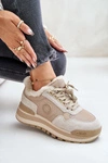 Sneakersy Damskie Ocieplane Na Platformie Big Star OO274A214 Beżowe