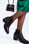 Damskie Lakierowane Ocieplane Botki Czarne Hege