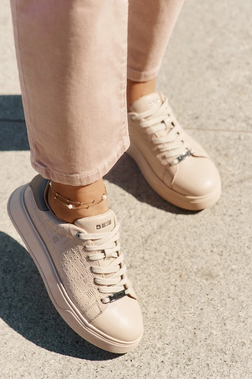 Sneakersy Damskie Z Eko Skóry Big Star RR274259 Beżowe