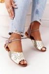 Skórzane Sandały Maciejka 05199-04 Beżowo-Złote