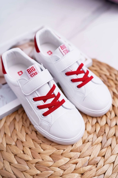 Dziecięce Trampki Na Rzep Big Star DD374106 Biało-Czerwone