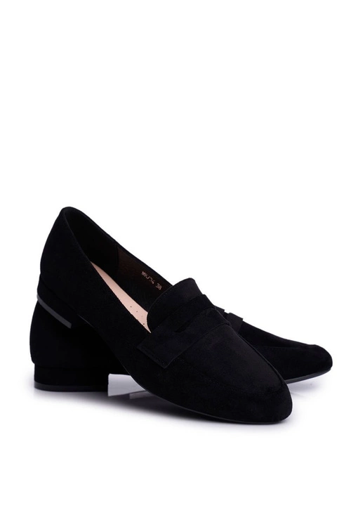 Mokasyny Damskie Zamszowe Sergio Leone MK734 Czarne Nebbi