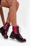 Skórzane Botki Damskie Z Naturalnej Skóry Na Płaskim Obcasie Maciejka 07004-23 Czarno-Różowe