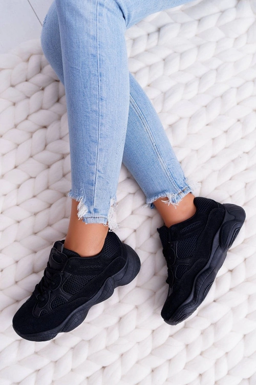 Sportowe Damskie Buty Przewiewna Tkanina Czarne Thai