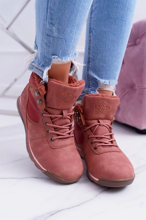 Trekkingowe Damskie Różowe Ocieplane Buty z Kożuszkiem Sheep