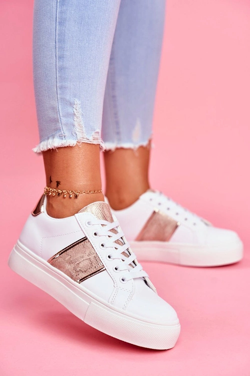 Sportowe Damskie Buty Biało Złote Keep Going