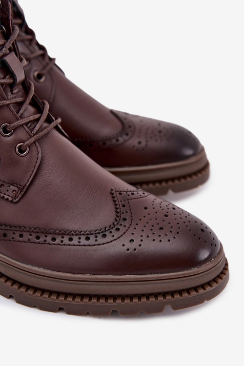 Skórzane Botki Męskie Lee Cooper LCJ-25-33-3960 Brązowe