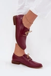 Skórzane Półbuty Damskie Eleganckie Sznurowane Zazoo 4238 Bordowe