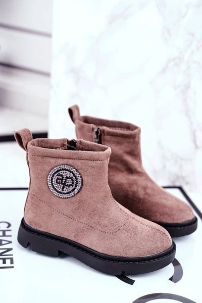 Dziecięce Botki Ocieplane Sztyblety Beżowe Alvin