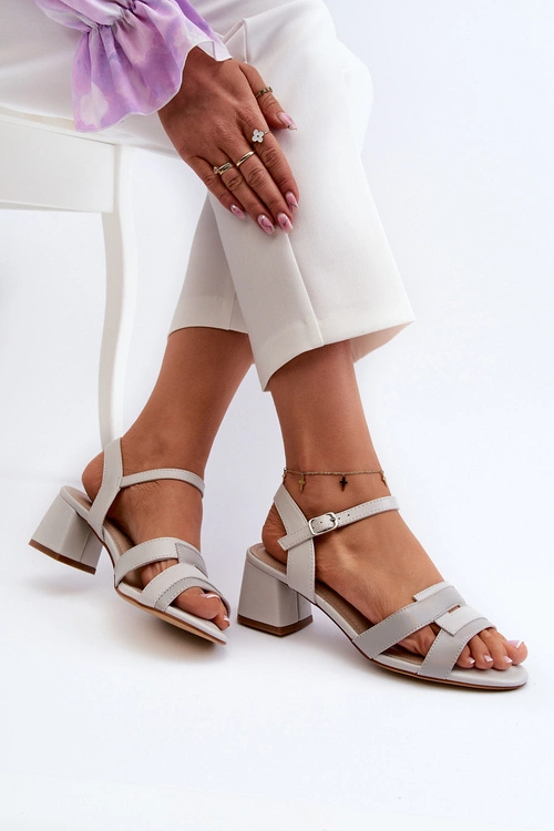 Sandały Damskie Na Obcasie Z Eko Skóry Sergio Leone SK894 Szare