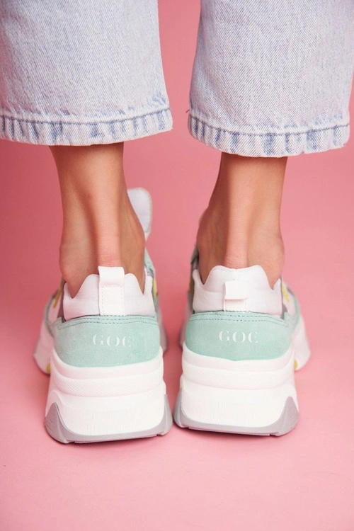 Damskie Sportowe Skórzane Obuwie GOE Biało Miętowe FF2N3011