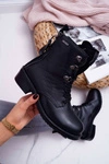 Damskie Botki Workery Big Star Skórzane Czarne EE274506
