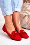 Mokasyny Damskie Czerwone Lordsy Frędzle Therese