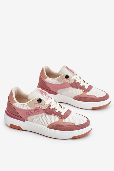Damskie Buty Sportowe Sneakersy Big Star LL274438 Różowo-Białe