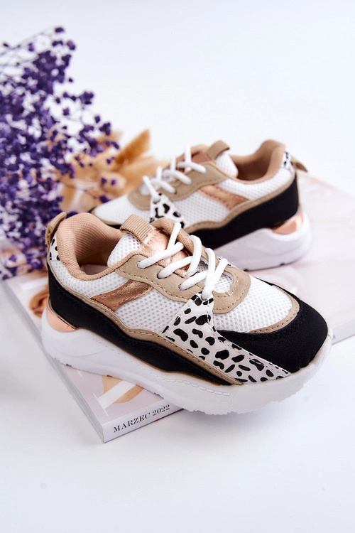Dziecięce Sportowe Buty Sneakersy Biało-Czarne Kizzie