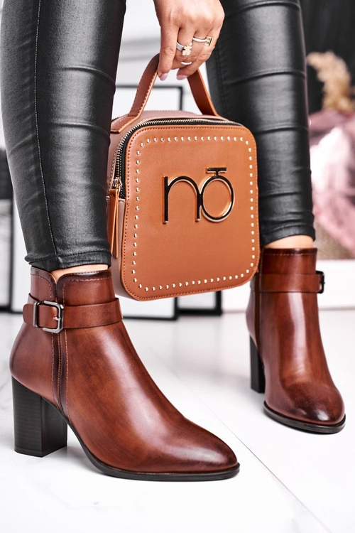 Botki Damskie Na Słupku Sergio Leone Brązowe BT509