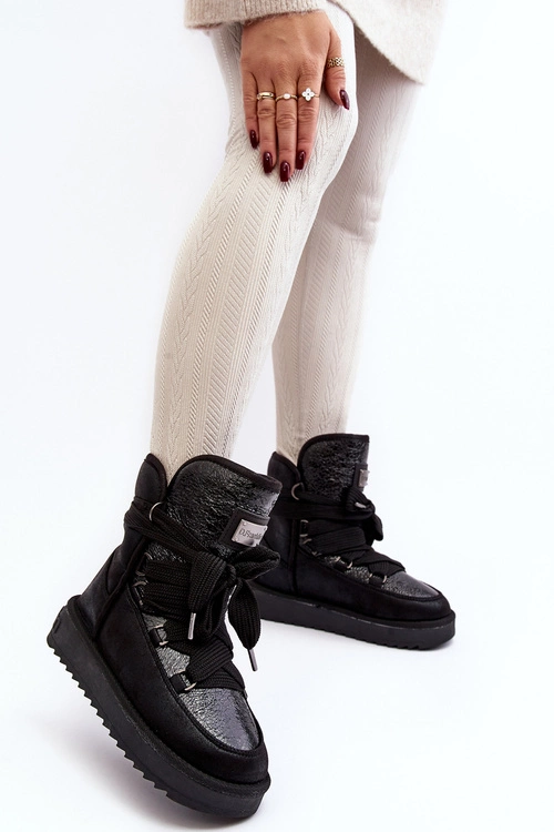 Damskie Śniegowce Z Wiązaniem D.Franklin DFSH370006 Czarne