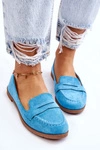 Wygodne Zamszowe Damskie Mokasyny Niebieskie Lucca