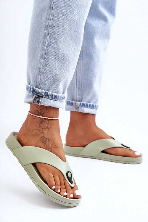 Damskie Klapki Japonki Na Platformie Zielone Bellitta