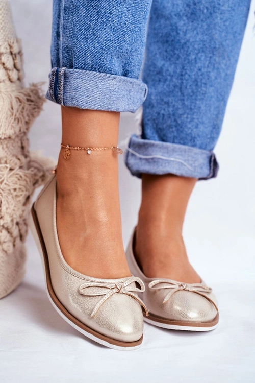 Baleriny Damskie Sergio Leone Złote BL612