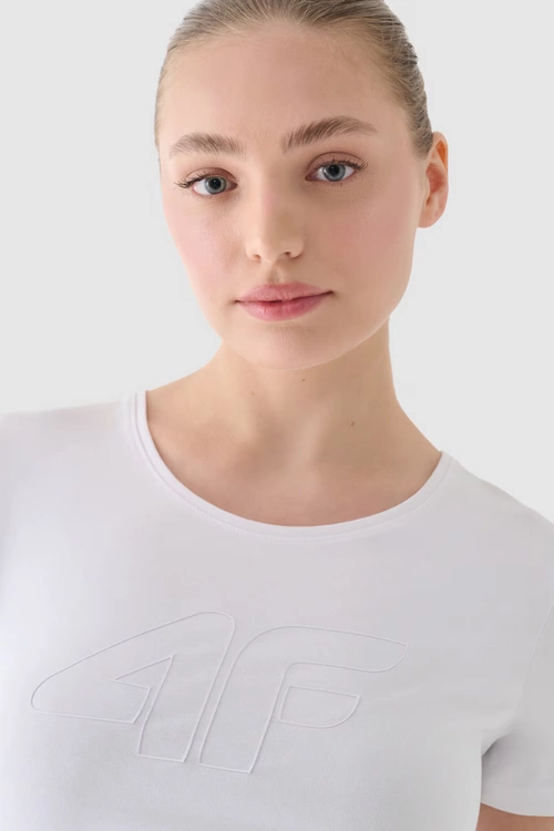 Damski T-Shirt Z Nadrukiem 4F 4FWMM00TTSHF1846-10S Biały