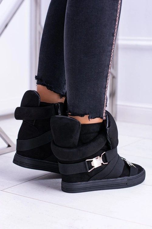Zamszowe Sneakersy Na Koturnie Lu Boo Czarne