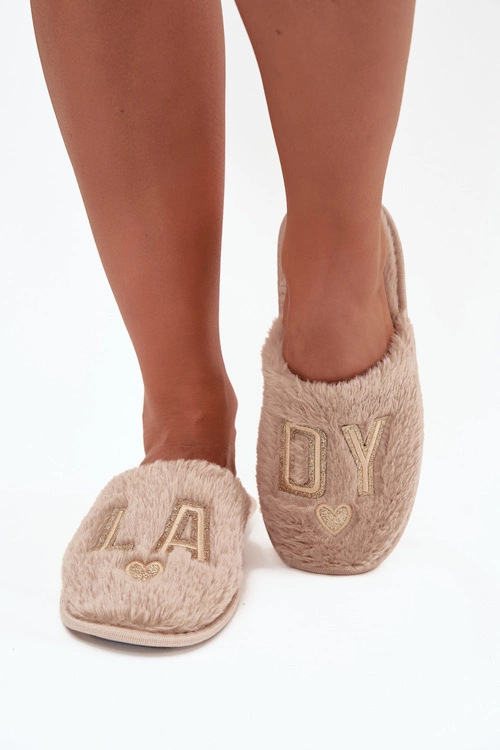 Kapcie Damskie Z Futerkiem LADY Vinceza 19958 Beżowe