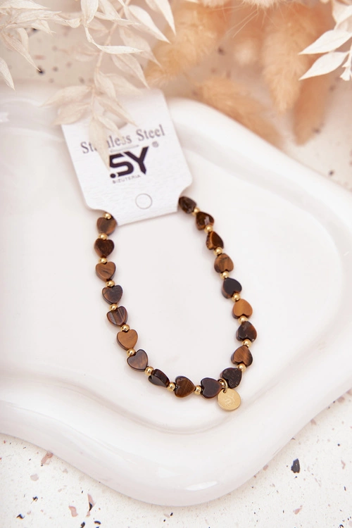 Bransoletka Serduszka Ze Stali Chirurgicznej Brązowa