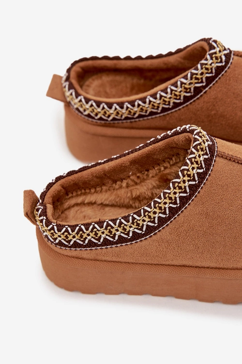 Śniegowce Dziecięce Młodzieżowe Z Haftem Na Platformie Camel Jolisse