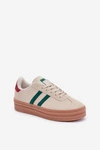 Sneakersy Damskie Na Platformie Beżowo-Zielone Egelia