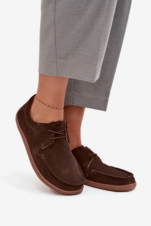 Półbuty Damskie Typu Barefoot Z Naturalnego Zamszu Zazoo 327 Czekoladowe