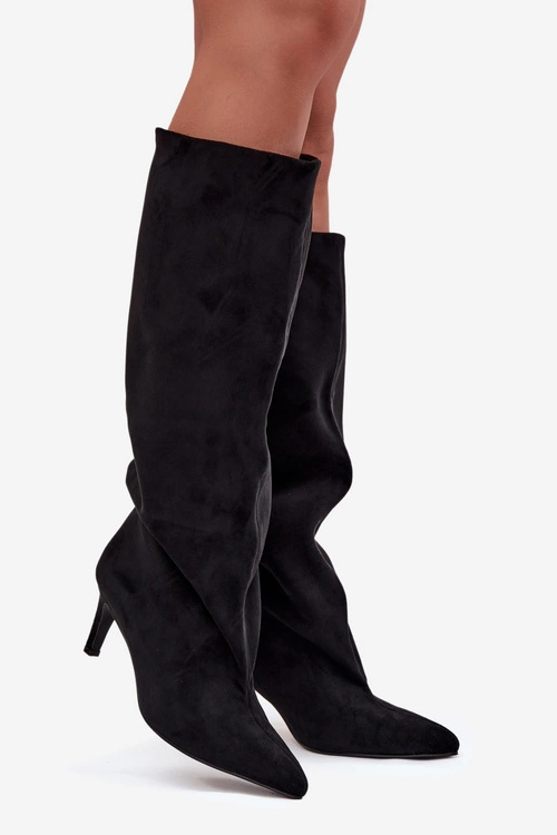 Wsuwane Kozaki Damskie Na Szpilce Czarne Taffine