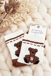 Młodzieżowe Ciepłe Skarpety Z Misiem Biało-Brązowe