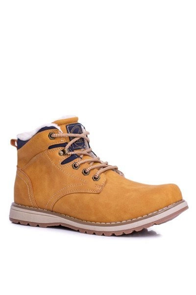 Ocieplane Męskie Buty Trekkingowe Z Polarem Camel Nuss