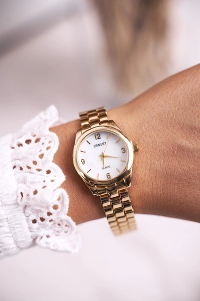 Damski Zegarek Ernest Złoty Perłowa Tarcza Perla