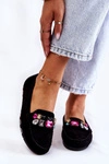 Damskie Zamszowe Mokasyny Z Ozdobami Czarne Janetta
