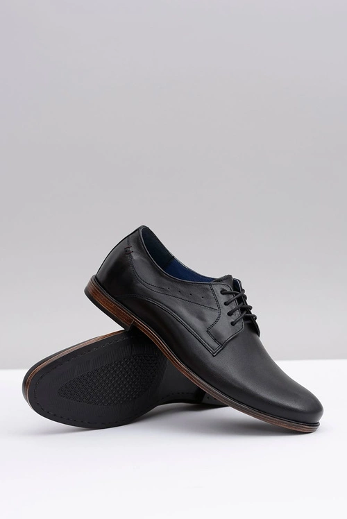 Nikopol Czarne Skórzane Męskie Półbuty James