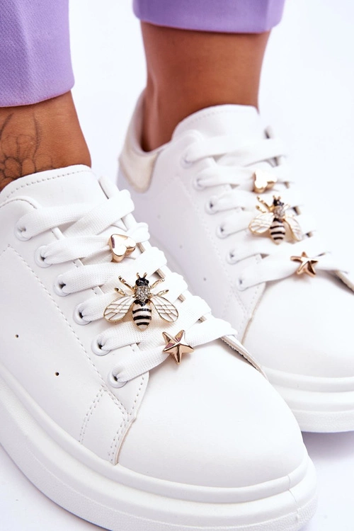 Damskie Buty Sportowe Na Masywnej Platformie Biało-Złote Chante