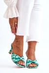 Modne Klapki Na Obcasie W Print Zielone Floria