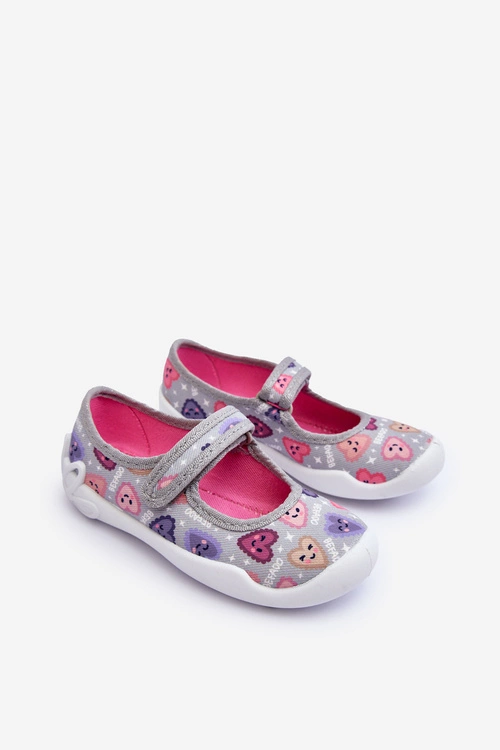 Dziecięce Papcie Baleriny Befado Serca 114X516 Szare