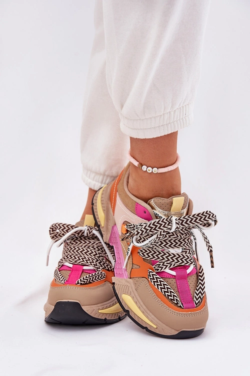 Sneakersy Buty Sportowe Damskie Z Podwójnym Sznurowaniem Khaki Efobell