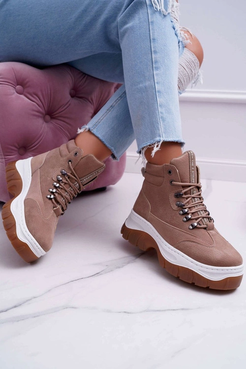 Obuwie Trekkingowe Damskie Trapery Beżowe Greem