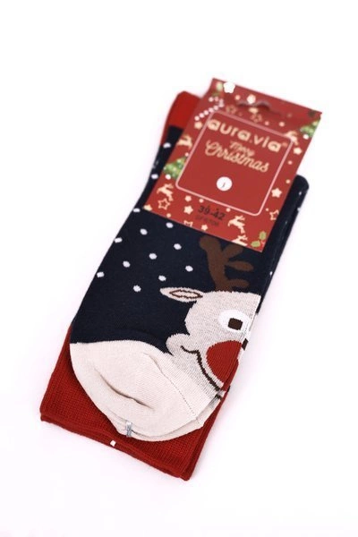 Świąteczne Męskie Bawełniane Skarpetki Granatowe Ho-Ho-Ho