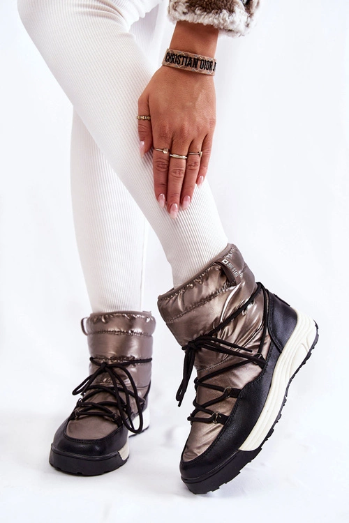 Damskie Śniegowce Memory Foam Big Star KK274275 Srebrno-Czarne