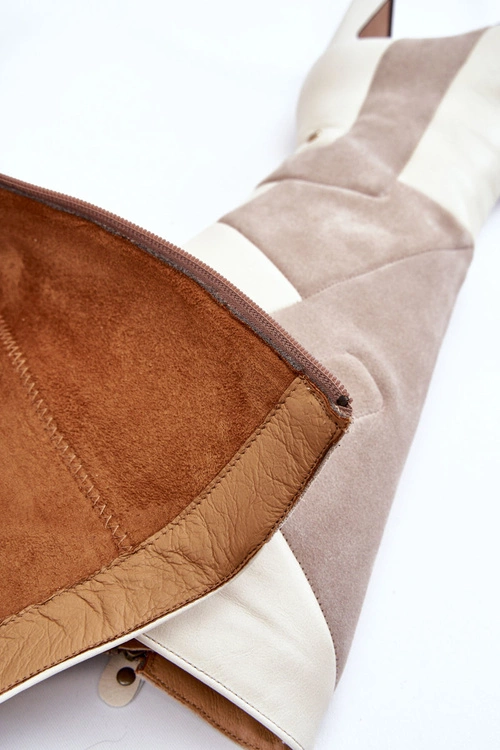 Damskie Skórzane Kozaki Do Kolan Maciejka 05784-22 Jasnobeżowe