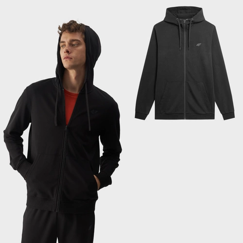 Męska Bluza Dresowa Na Zamek Z Kapturem 4FWMM00TSWSM1466-20S Czarna