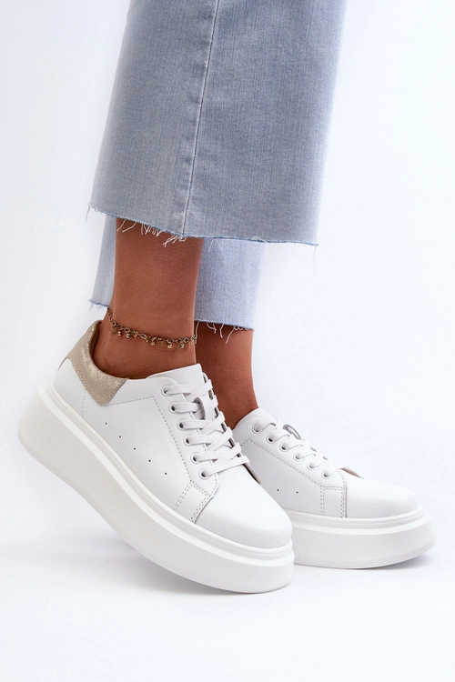 Sneakersy Damskie Na Platformie D&A LR568 Białe